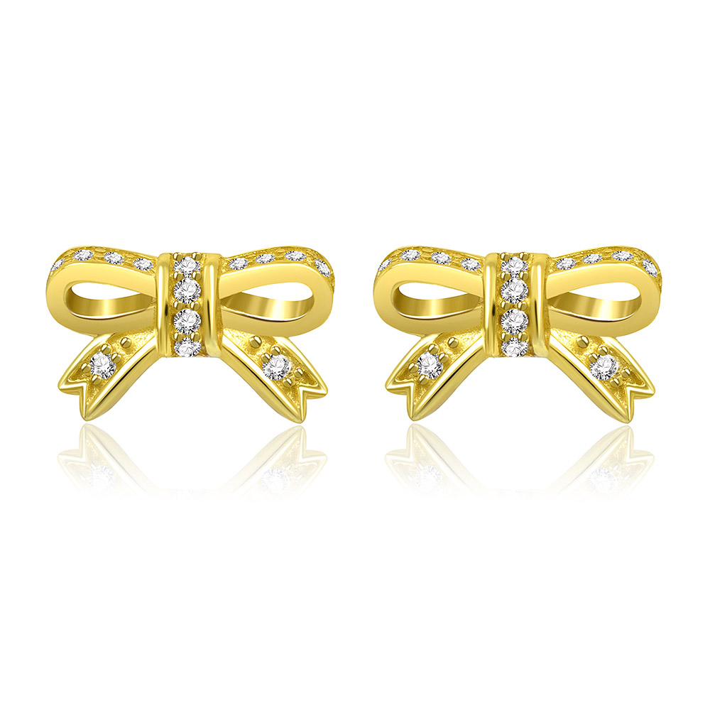 Gold Bow Cut Out Stud Earring